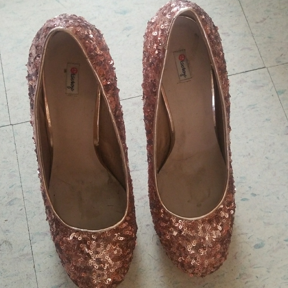 Gold Sequin Heels